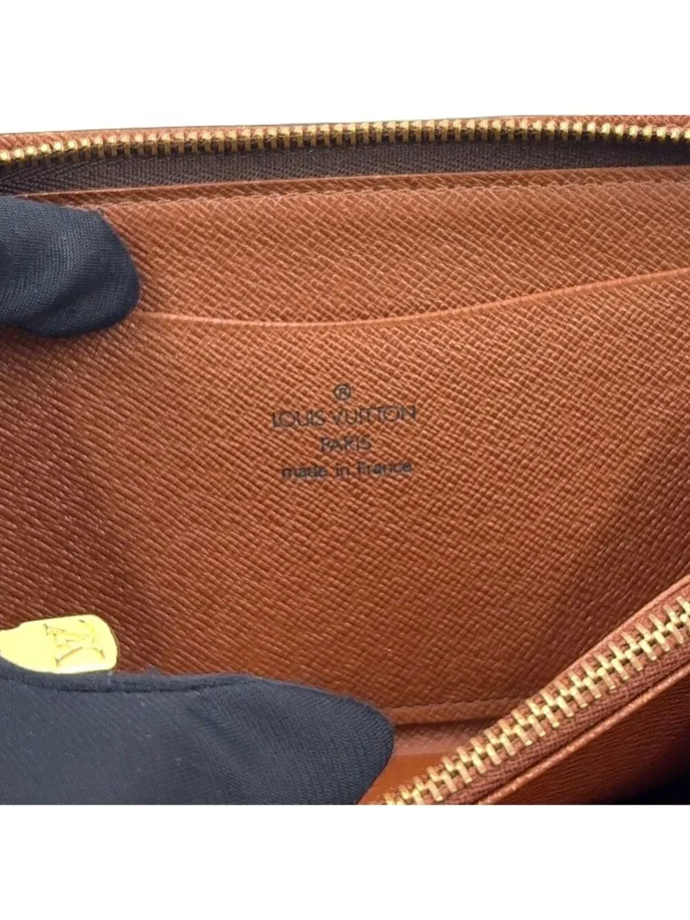 Louis Vuitton Porto Monnaie Zip Monogram Leather Brown Round Zippy Wallet Gold